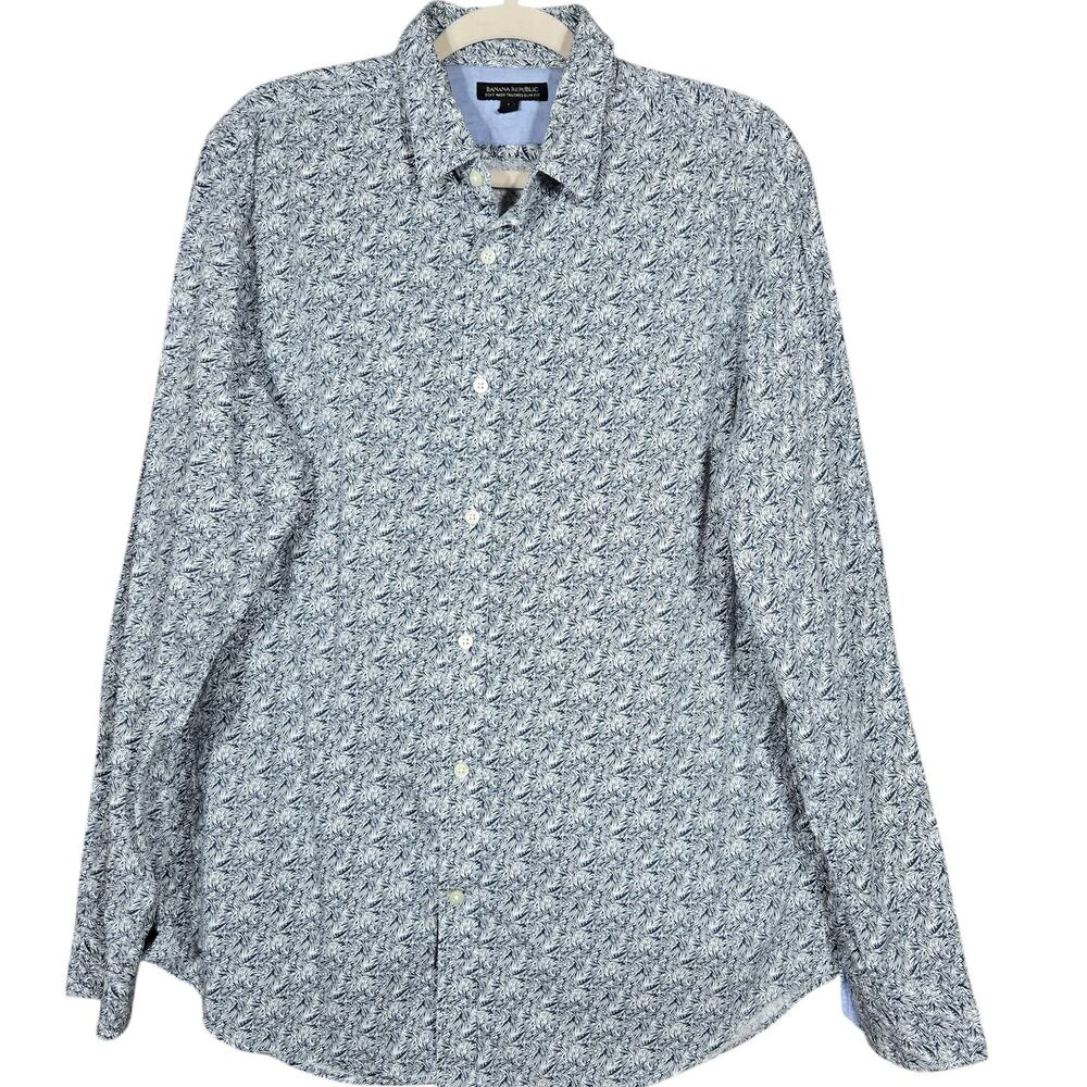 Banana Republic Shirt Mens Large‎ Soft Wash Tailored Slim Fit Button Front